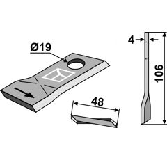 Rotorklinge 106x48mm - Pöttinger (Ref: 434973) - Mehrere Marken