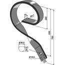Linker Federzinken 750 mm für Kurzscheibenegge Nachbau  