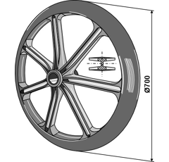 Roue packer Ø 700 mm 45° pour rouleau adaptable - BlackSteel©