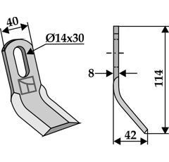 Couteau-Y pour broyeur 114x40mm HYMACH adaptable - Blacksteel©
