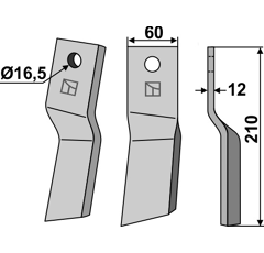 Lame droite pour Fraise/Rotavator HOWARD 184216 adaptable - Blacksteel©