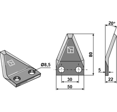 Couteau pour mélangeuse LOGIFEED & R.M.H. 585.32.14.00  adaptable - BlackSteel©