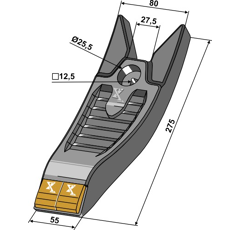 Scharspitze -Hartmetall beschichtet 101EXT1147 Kongskilde Nachbau
