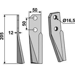 Rotorzinken - links KUH01L Kuhn Nachbau
