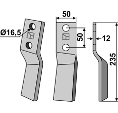 Lame droite pour Fraise/Rotavator HOWARD 762407 adaptable - 