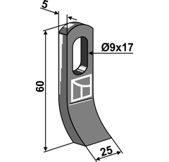 Fléau 60 mm pour broyeur ROUSSEAU 5.254.32 adaptable