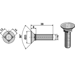 Bulón 38 mm para BOURGAULT adaptable - BlackSteel©
