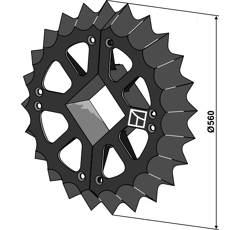 Rueda dentada Ø 560 mm para rodillo GÜTTLER 75440020 adaptable