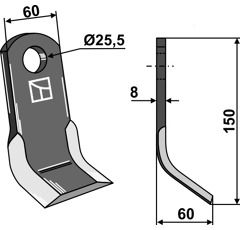 Couteau-Y pour broyeur 150x60mm FERRI adaptable - Blacksteel©
