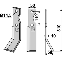 Lame droite pour Fraise/Rotavator NIEMEYER 035170 adaptable -