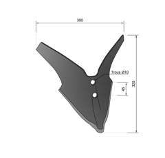 Soc butteur houe/bineuse agricole 300 x 4 mm