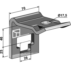 Bride de fixation pour dent 25 46 mm adapt. BlackSteel©