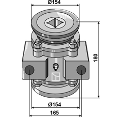 Komplettlager Ø 154 x 180 mm für Vierkantwelle 40 x 40 mm – Nachbau  