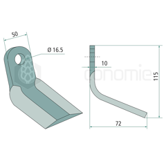 Couteau-Y pour broyeur 115x50mm M.E.A.A.T. 259007 adaptable 