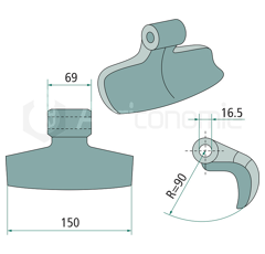 Marteau pour broyeur 150x69mm PALLADINO Adaptable 