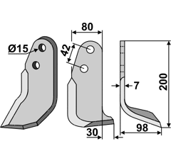 Fräsmesser Rechts 200 x 80 Braun Nachbau
