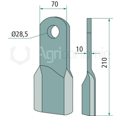 Couteau pour broyeur 210x70mm FISCHER adaptable 