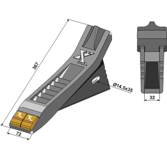 Grubberscharspitze - Hartmetall beschichtet 101EXT1136 Alpego Nachbau