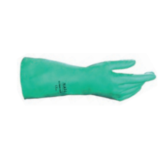 Gants longs verts 32cm nitrile réutilisables