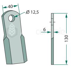 Couteau droit pour broyeur FERRI 0901159 adaptable 