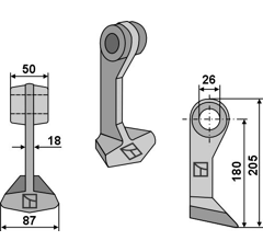 Marteau pour broyeur 87x51mm NOBILI Adaptable