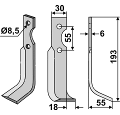 Fräsmesser - rechts BCS13R BCS Nachbau