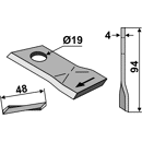 KM-Klinge rechts 94x48x4LochØ: 19 mm 80193 B.C.S. Nachbau 