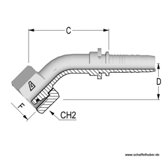 Pressnippel Bogen M12x1,5 45° DN05M126LIG45 Alfagomma
