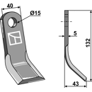 Fléau 132 mm pour broyeur NOREMAT 103039 adaptable