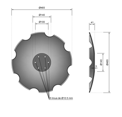 Disque crénelé Ø462x5 pour déchaumeur LEMKEN 3490471 origine