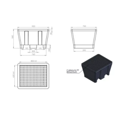Bac de rétention rectangle 225L caillebotis plastique PEHD | GENERIQUE