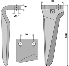 Dent droite pour herse rotative MURATORI adaptable - Blacksteel©