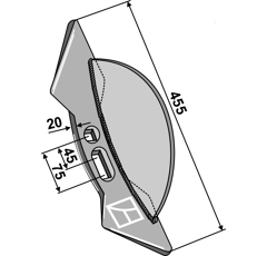 Reja de doble corazón 455 mm FORTSCHRITT - KVERNENLAND - LEMKEN 131126R - KK131126R - 131126 adaptable