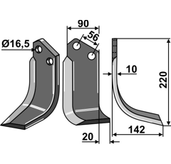 Fräsmesser Rechts 220 x 90 Nachbau