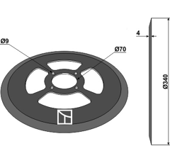 Coutre circulaire Ø 340 mm NIAUX pour charrue SAMSON 1250202 adaptable - BlackSteel©