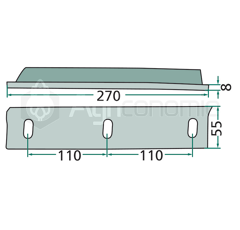 Couteau hacheur pour presses à balles 270 x 55 x 8 mm WELGER 0982250200 - 1104170301 adaptable