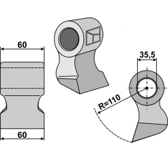 Marteau pour broyeur 60x60mm F.A.E. Adaptable Blacksteel©