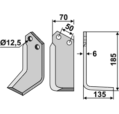 Fräsmesser Rechts 185 x 70 Celli Nachbau