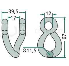 Manille 67x39,5 pour broyeur adaptable 