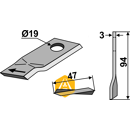 Couteau rotatif droit pour faucheuse VICON - PZ TF-70|1043400 adaptable - BlackSteel©