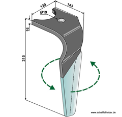 Kreiseleggenzinken,  beschichtet - links RH135LD RH  Kuhn