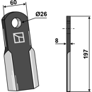 Couteau droit pour broyeur 197x60mm TORTELLA 2987030 adaptable - Blacksteel©