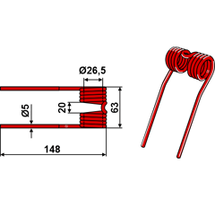 Dent de fenaison pour auto-chargeuse MENGELE 03-041081 adaptable - BlackSteel©