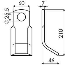 Fléau 217 mm pour machine agricole SEKO 330001 adaptable