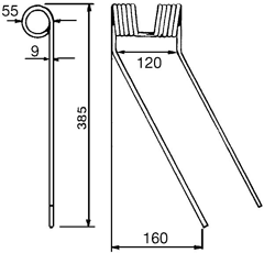 Dent droite pour faneuse CLAAS 926350 adaptable