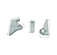 Kit crochets droite / gauche pour chargeur MAILLEUX adaptable