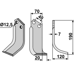 Fräsmesser Rechts 190 x 70 Dondi Nachbau