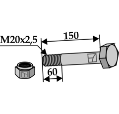 Boulon M20x2,5 x 150 pour broyeur adaptable - Blacksteel©