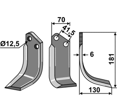 Fräsmesser Rechts 181 x 70 Kuhn Nachbau