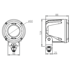 Phare de travail Rond 1 LED 10-60V 25W 2800 lumens